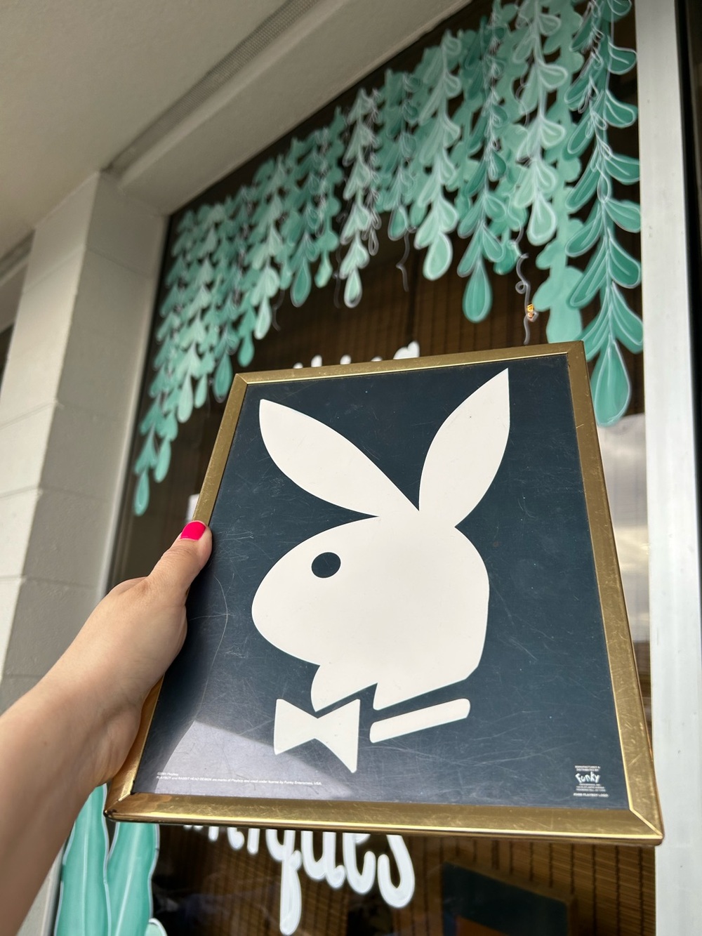 PLAYBOY White Bunny Logo Wall Plaque with Gold Frame